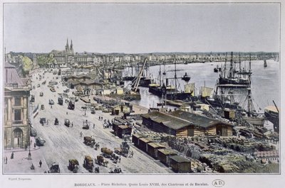 Veduta del porto di Bordeaux con Place Richelieu e i Quais Louis XVIII, des Chartrons e de Bacalan, fine XIX secolo da French Photographer